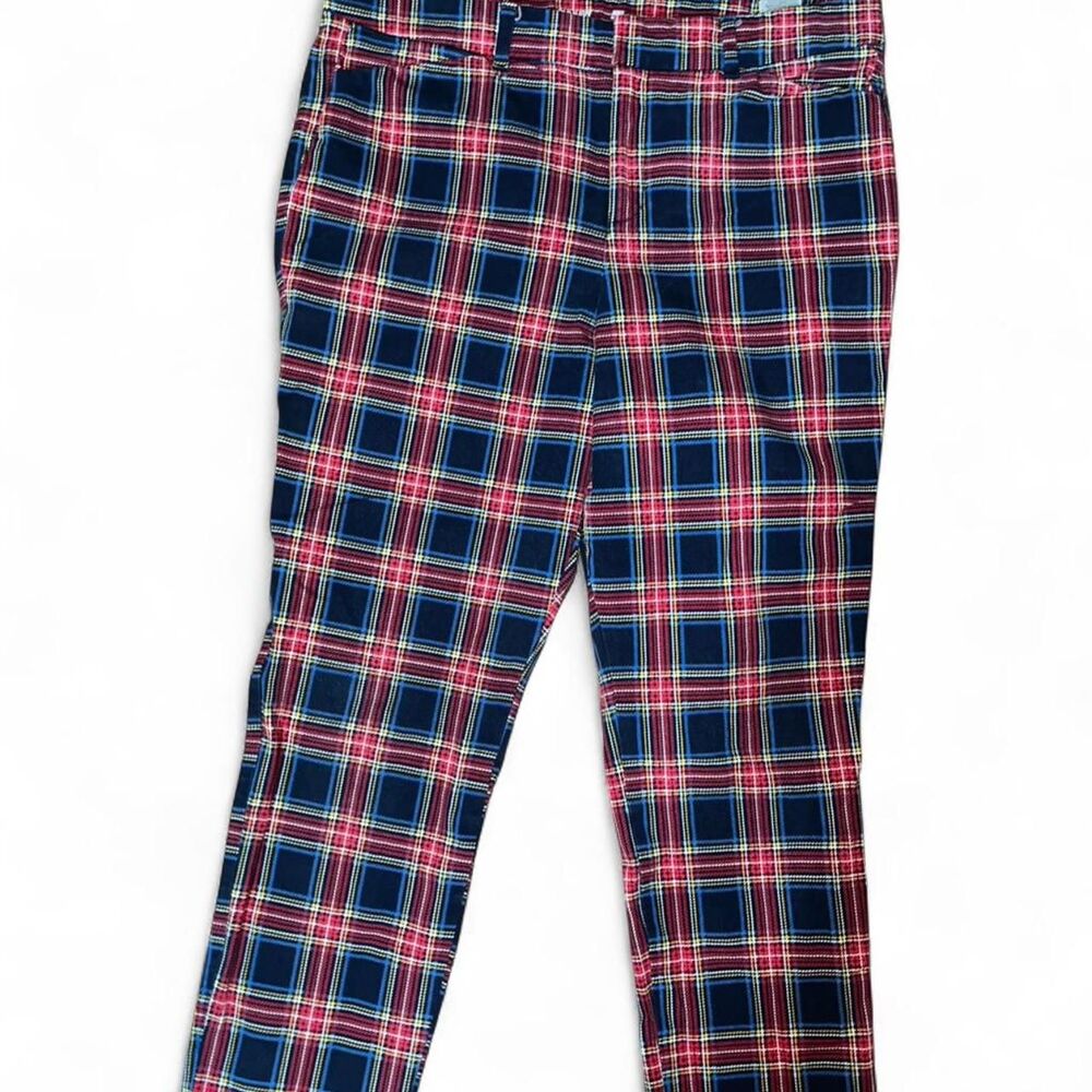 Old Navy Woman's Tartan Red and Blue Plaid High Rise Pixie Pockets SZ 12